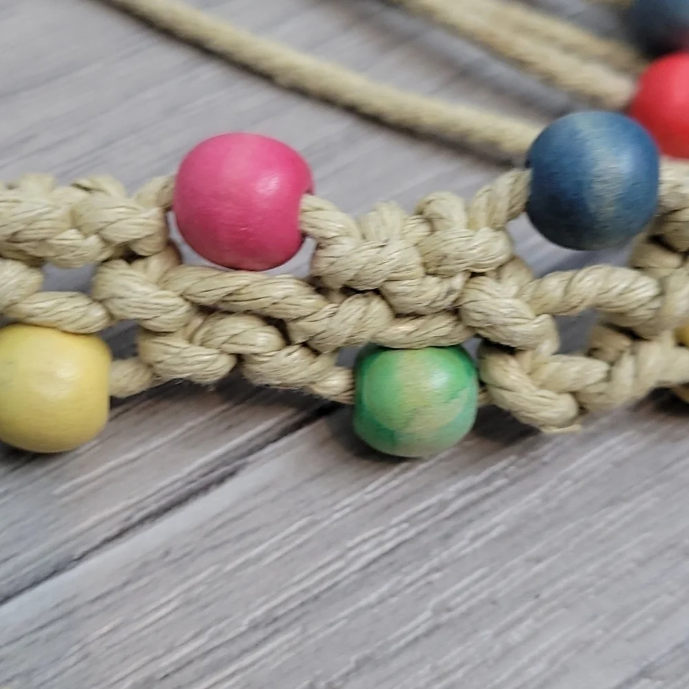 Girls Multicolor braided rope belt pink blue green boho